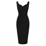 1950S Burgundy Sleeveless Bodycon Midi Vintage Dress
