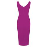 1950S Burgundy Sleeveless Bodycon Midi Vintage Dress