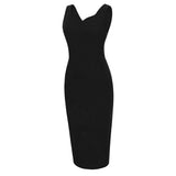 1950S Burgundy Sleeveless Bodycon Midi Vintage Dress