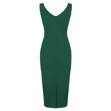 1950S Burgundy Sleeveless Bodycon Midi Vintage Dress