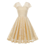 1950S Charming Pink Lace Cap Sleeve Sweetheart Neckline Vintage Swing Dress