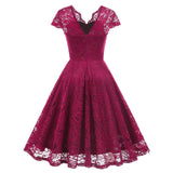 1950S Charming Pink Lace Cap Sleeve Sweetheart Neckline Vintage Swing Dress