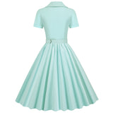 1950S Classic Pink Belted Swing Short Sleeves Vintage Dress