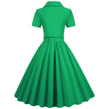 1950S Classic Pink Belted Swing Short Sleeves Vintage Dress