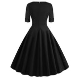 1950S Green V-Neck Swing Half Sleeves Vintage  Dress