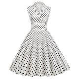 1950S Lapel Sleeveless Double breasted Polka Dot Cut Vintage Dress