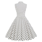1950S Lapel Sleeveless Double breasted Polka Dot Cut Vintage Dress