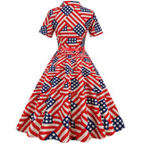1950S Patriotic Star-Patterned Swing Vintage Dress