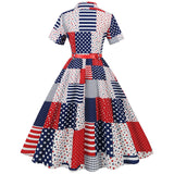 1950S Patriotic Star-Patterned Swing Vintage Dress