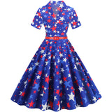 1950S Patriotic Star-Patterned Swing Vintage Dress