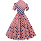 1950S Patriotic Star-Patterned Swing Vintage Dress