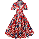 1950S Patriotic Star-Patterned Swing Vintage Dress