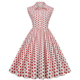1950S Polka Dot Sleeveless Rock Cocktail Vintage Dress