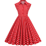 1950S Polka Dot Sleeveless Rock Cocktail Vintage Dress