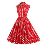1950S Polka Dot Sleeveless Rock Cocktail Vintage Dress