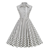 1950S Polka Dot Sleeveless Rock Cocktail Vintage Dress