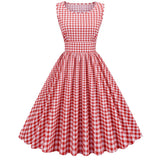 1950S Red and White Gingham Sleeveless A-Line Vintage Swing Dress
