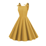 1950S Retro Bow Strap Sleeveless Vintage Dress