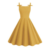 1950S Retro Bow Strap Sleeveless Vintage Dress
