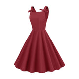 1950S Retro Bow Strap Sleeveless Vintage Dress