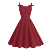 1950S Retro Bow Strap Sleeveless Vintage Dress