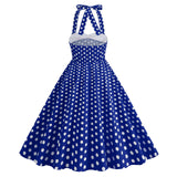 1950S Retro Red Polka Dot Halter Neck Vintage Swing Dress
