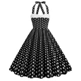 1950S Retro Red Polka Dot Halter Neck Vintage Swing Dress