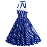 1950S Retro Red Polka Dot Halter Neck Vintage Swing Dress