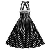 1950S Retro Red Polka Dot Halter Neck Vintage Swing Dress