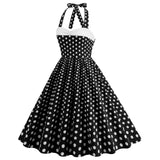 1950S Retro Red Polka Dot Halter Neck Vintage Swing Dress