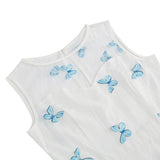 1950S Round neck sleeveless lace butterfly embroidery Vintage Dress