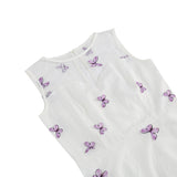 1950S Round neck sleeveless lace butterfly embroidery Vintage Dress
