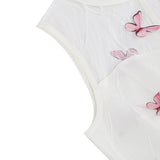 1950S Round neck sleeveless lace butterfly embroidery Vintage Dress