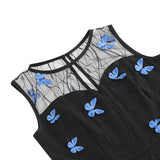 1950S Round neck sleeveless lace butterfly embroidery Vintage Dress