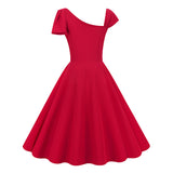 1950S Stylish One-Shoulder Pink A-Line Dress with Bow Detail