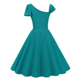 1950S Stylish One-Shoulder Pink A-Line Dress with Bow Detail