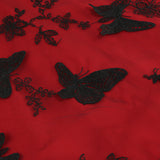 1950S V-Neck Butterfly Embroidered Sleeveless Vintage Dress