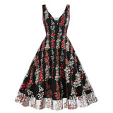1950S V-Neck Sleeveless Havy Embroidery Retro 50S dress Hepburn Vintage Dress