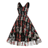 1950S V-Neck Sleeveless Havy Embroidery Retro 50S dress Hepburn Vintage Dress