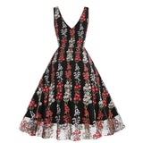 1950S V-Neck Sleeveless Havy Embroidery Retro 50S dress Hepburn Vintage Dress