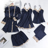 RosyQueen Silk 5 Piece Pajama Set