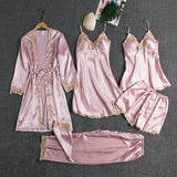 RosyQueen Silk 5 Piece Pajama Set