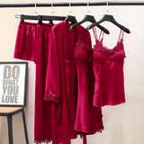 RosyQueen Silk 5 Piece Pajama Set